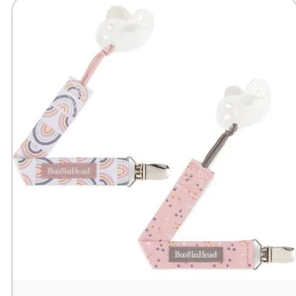 4pack BooginHead Pacifier Clip Pacifier Holder PaciGrip Pink Rainbows new - Picture 3 of 12
